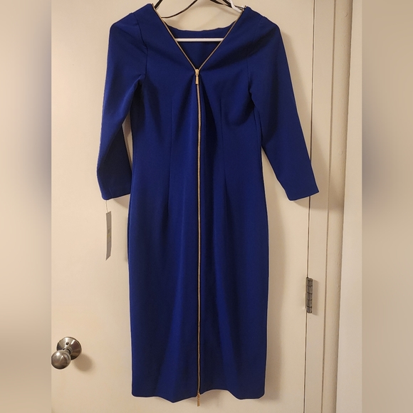 NWT Calvin‎ Klein Blue Zipper Dress - Picture 2 of 7